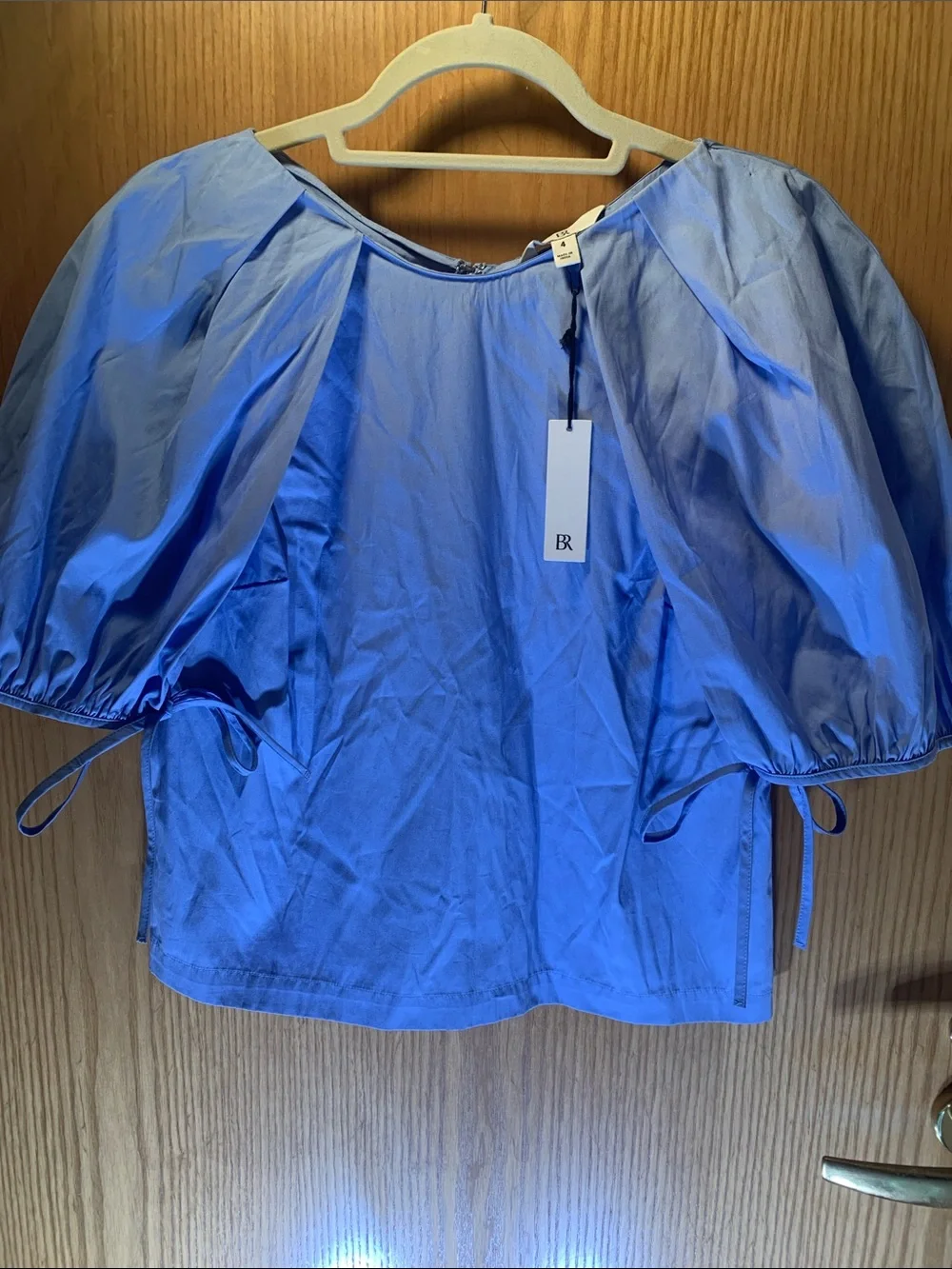 New! Banana Republic Blue Puff-Sleeve 100% Cotton Blouse - Size 4